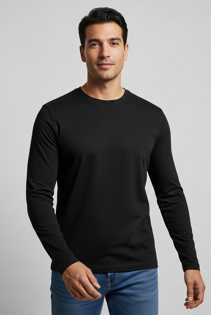 Camiseta Básica Manga Longa Work Poliéster Viscose Masculina