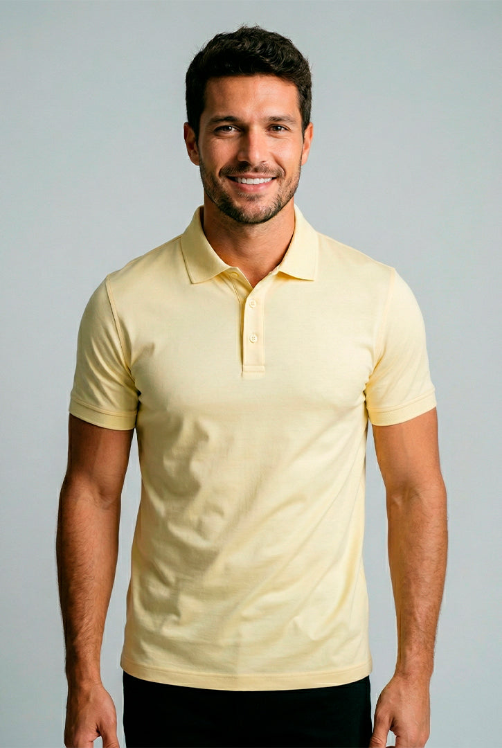 Polo Masculina Algodão Pima Elastano Lisa