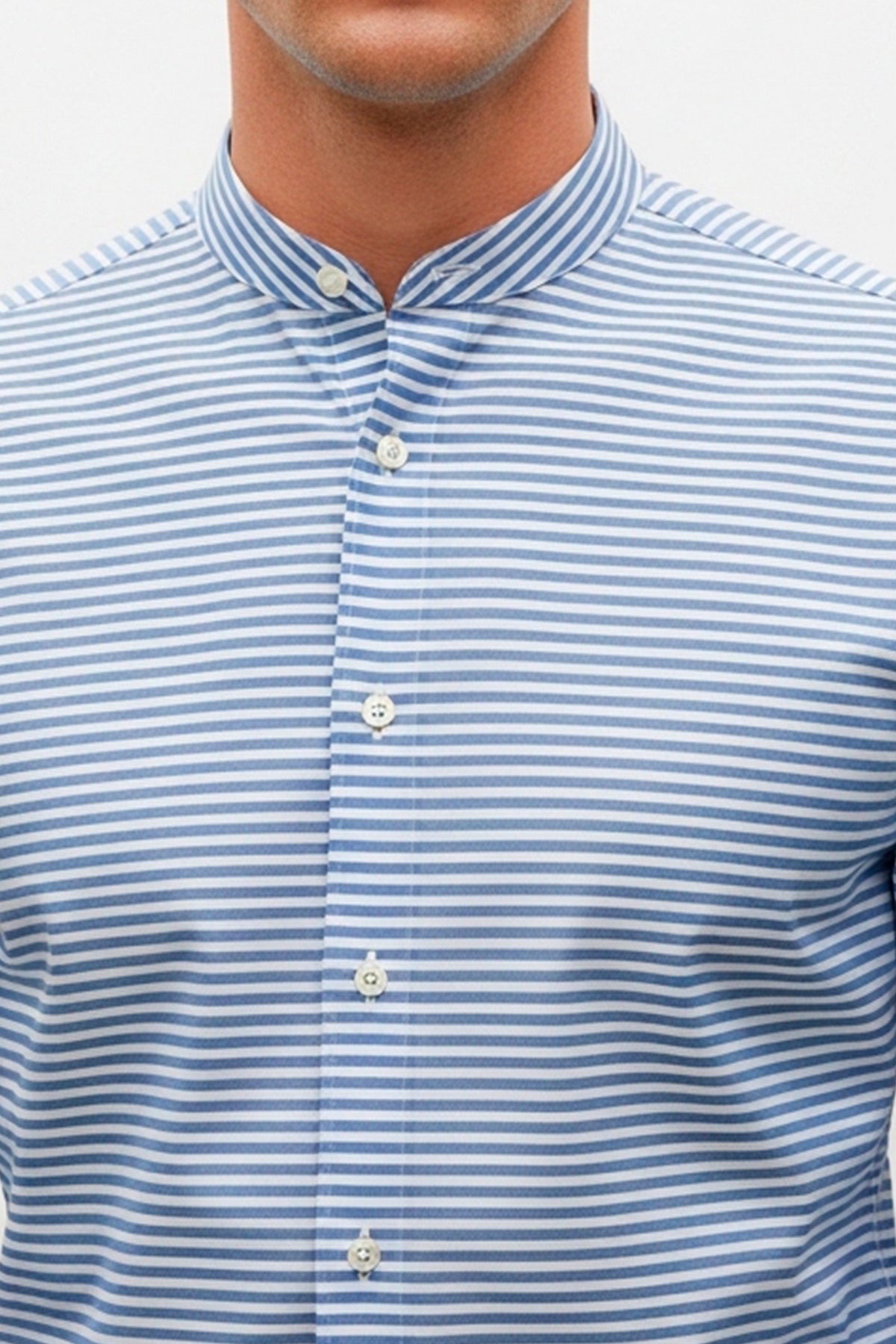 Camisa Masculina Manga Longa Slim Fit Gola Padre Listras