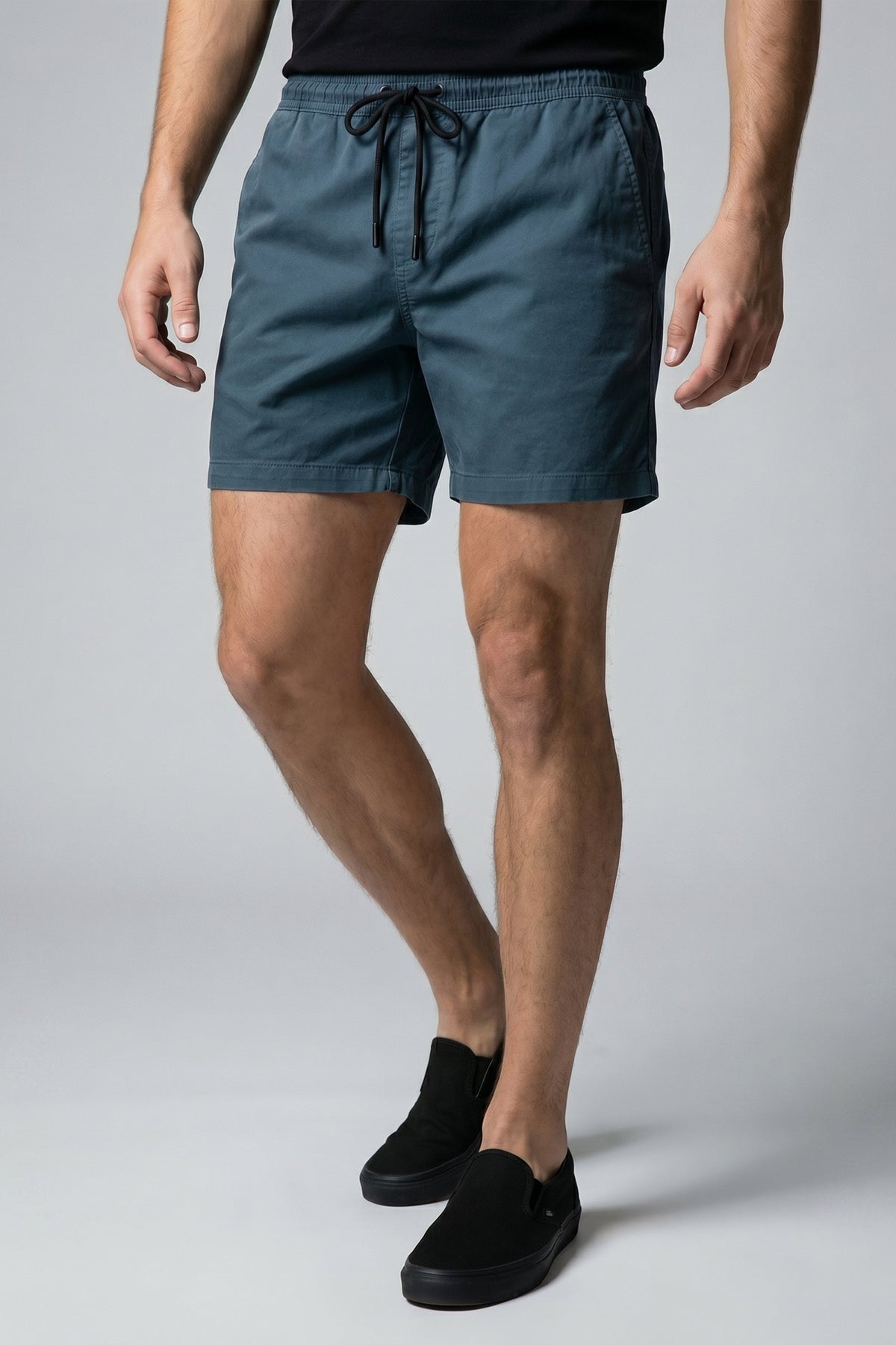 Short Sarja Masculino Cós Elástico Algodão