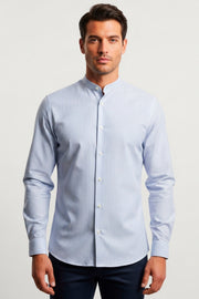 Camisa Masculina Manga Longa Slim Fit Gola Padre Listras