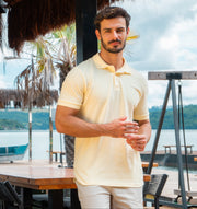 Polo Masculina Piquet Contínua Gola Estruturada Algodão Elastano