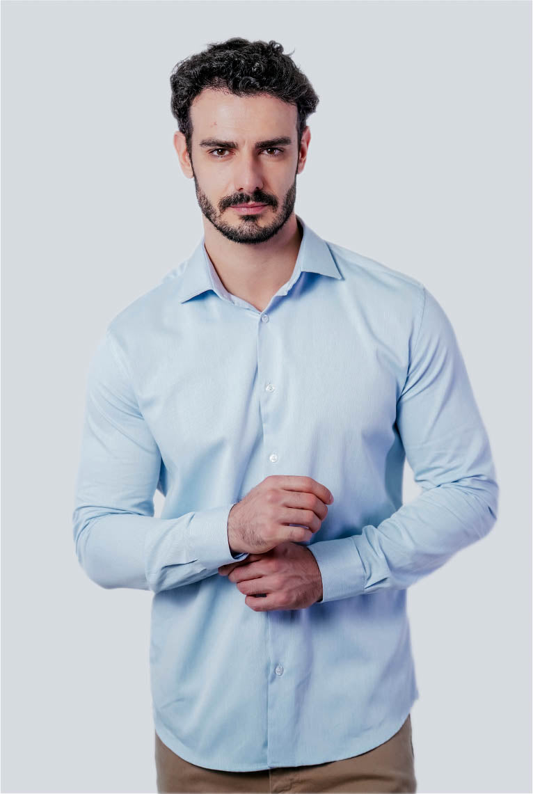 Camisa Masculina Manga Longa Slim Fit Algodão