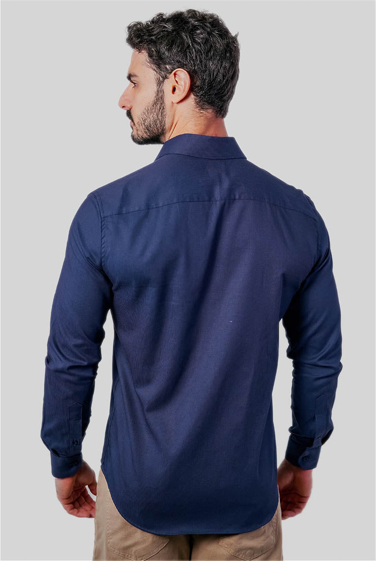Camisa Masculina Manga Longa Slim Fit Algodão