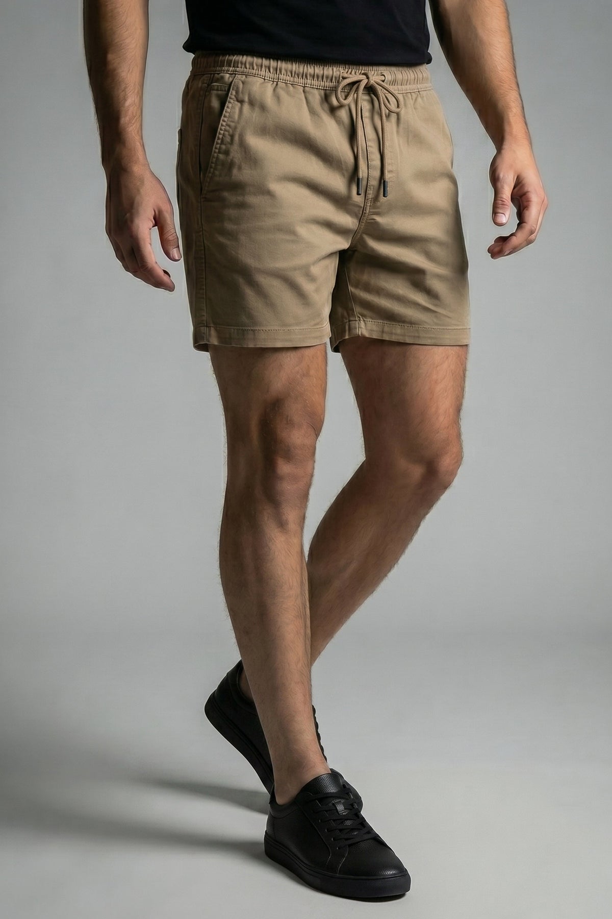 Short Sarja Masculino Cós Elástico Algodão