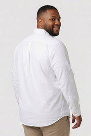 Camisa Masculina Plus Manga Longa Oxford Button Down Algodão