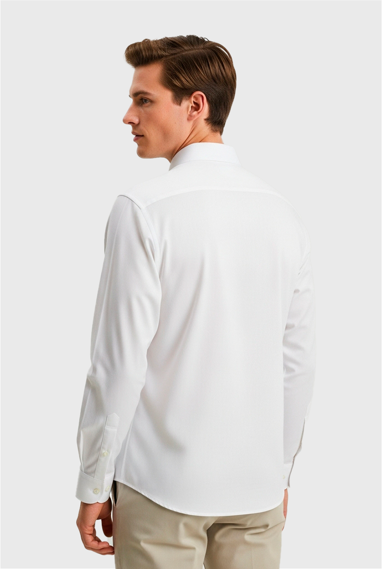 Camisa Masculina Manga Longa Super Slim Básica Algodão Elastano