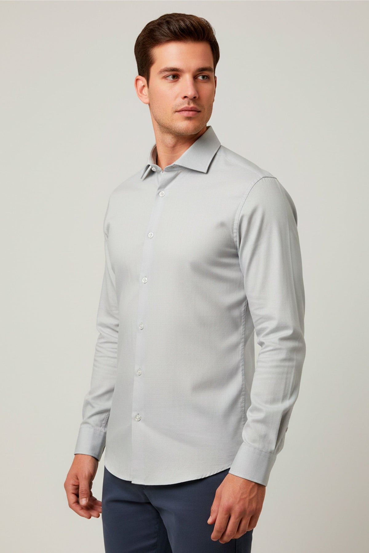 Camisa Oxford Pima Algodão Fio 80 Masculina Manga Longa Slim Fit
