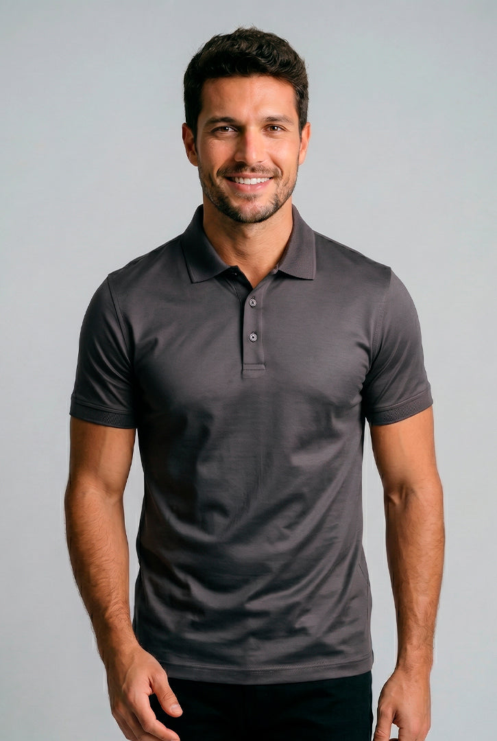 Polo Masculina Algodão Pima Elastano Lisa