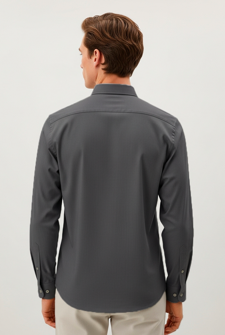 Camisa Masculina Manga Longa Super Slim Básica Algodão Elastano
