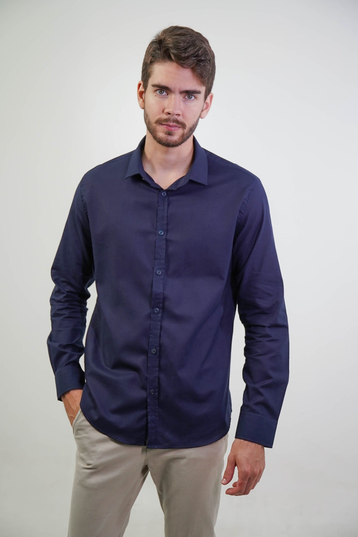 Camisa Social Masculina Manga Longa Slim Fit Flamê