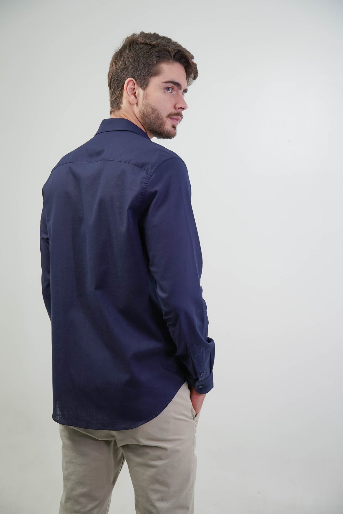 Camisa Social Masculina Manga Longa Slim Fit Flamê