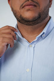 Camisa Masculina Plus Manga Longa Oxford Button Down Algodão