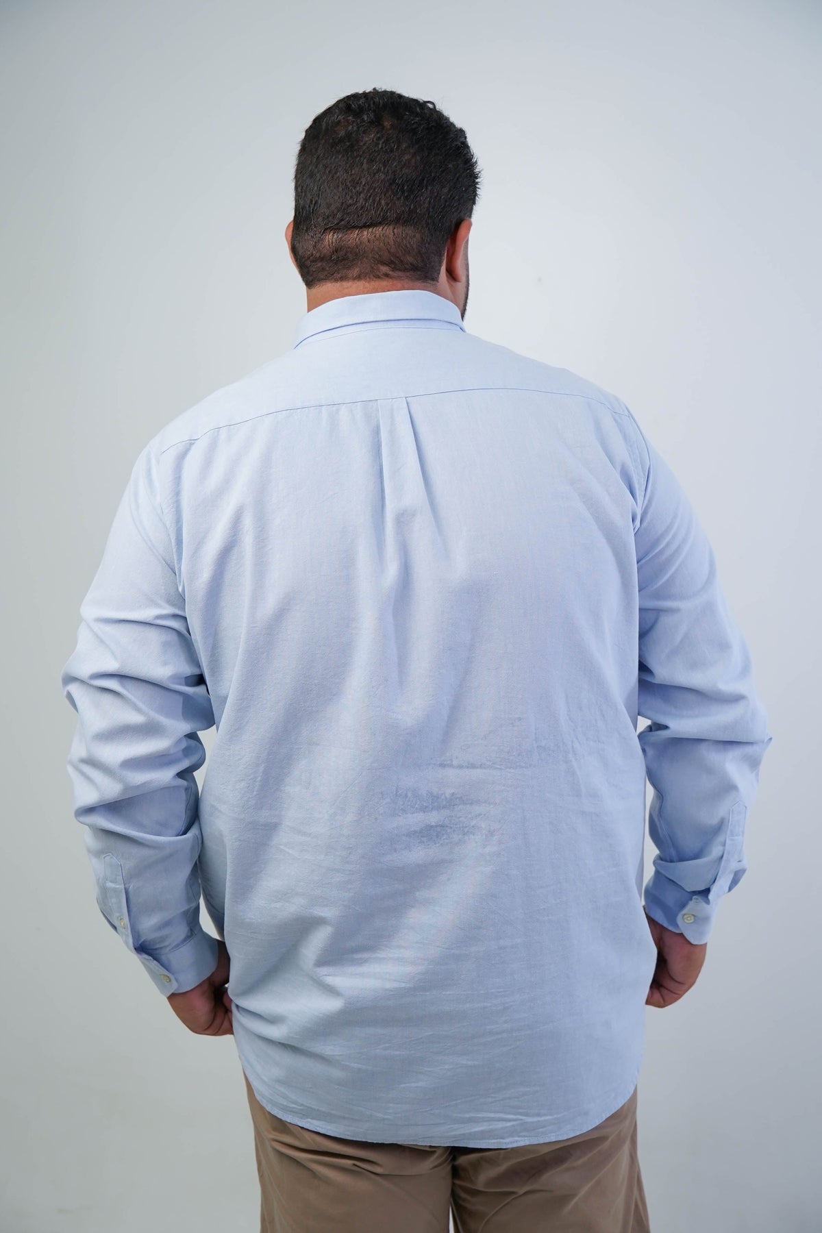 Camisa Masculina Plus Manga Longa Oxford Button Down Algodão
