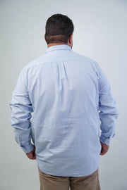 Camisa Masculina Plus Manga Longa Oxford Button Down Algodão