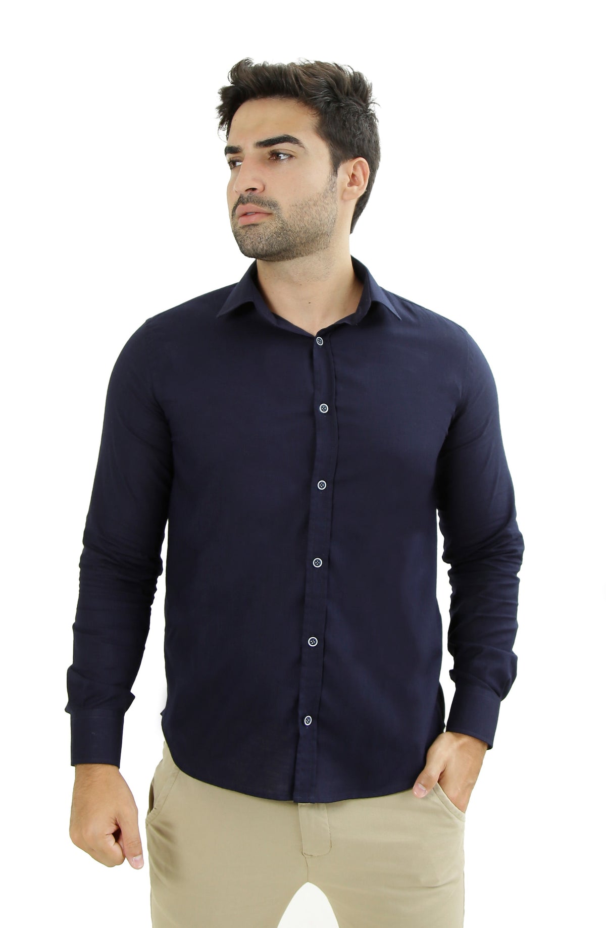 Camisa Social Masculina Manga Longa Slim Fit Flamê