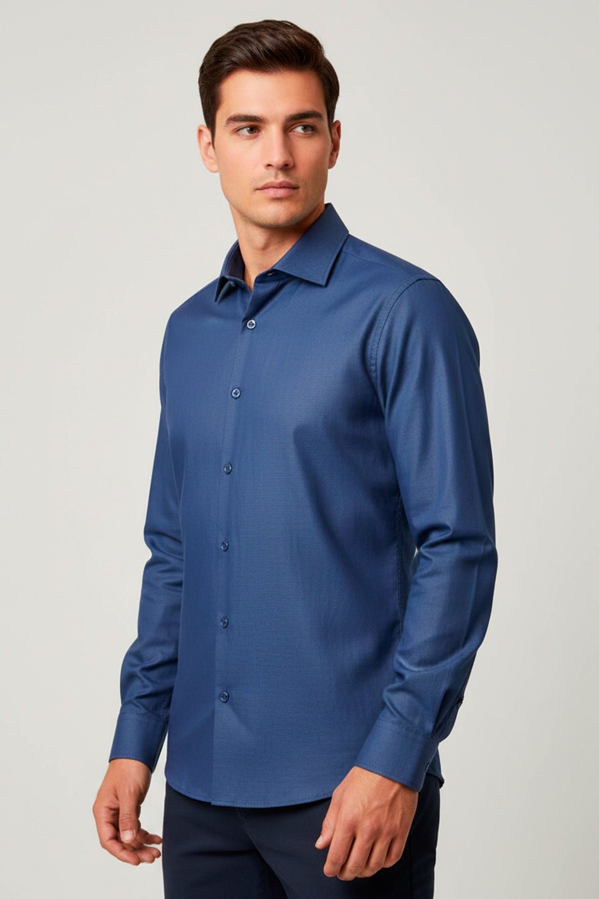 Camisa Oxford Pima Algodão Fio 80 Masculina Manga Longa Slim Fit