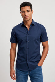 Camisa Masculina Manga Curta Slim Fit Algodão