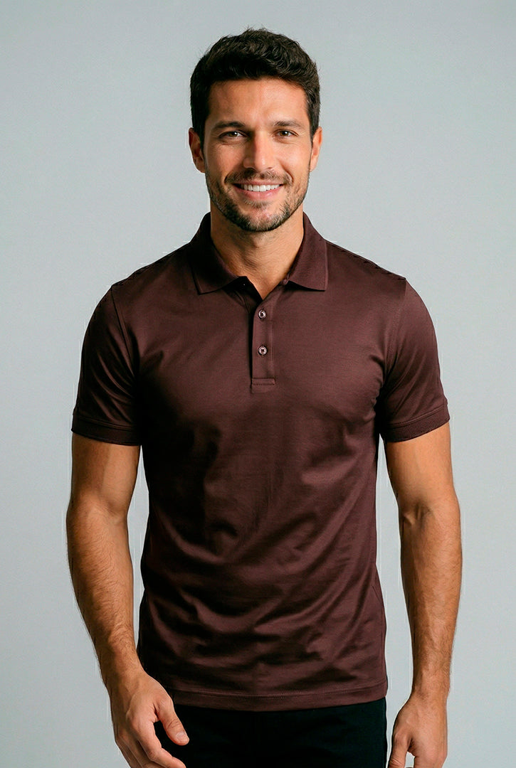 Polo Masculina Algodão Pima Elastano Lisa