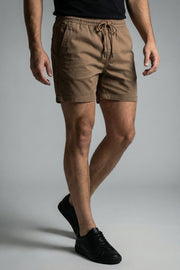 Short Sarja Masculino Cós Elástico Algodão