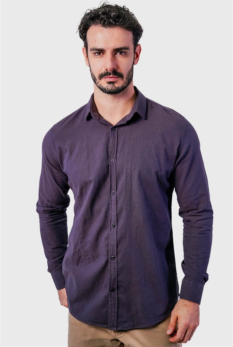 Camisa Masculina Flanela Manga Longa Slim Fit Algodão