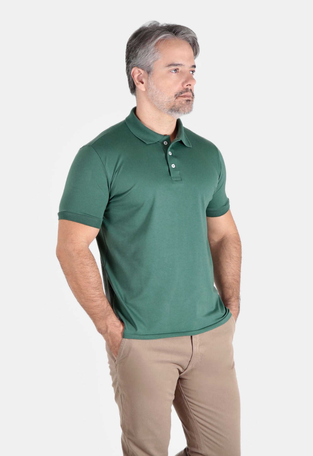 Polo Masculina Algodão Pima Elastano Lisa