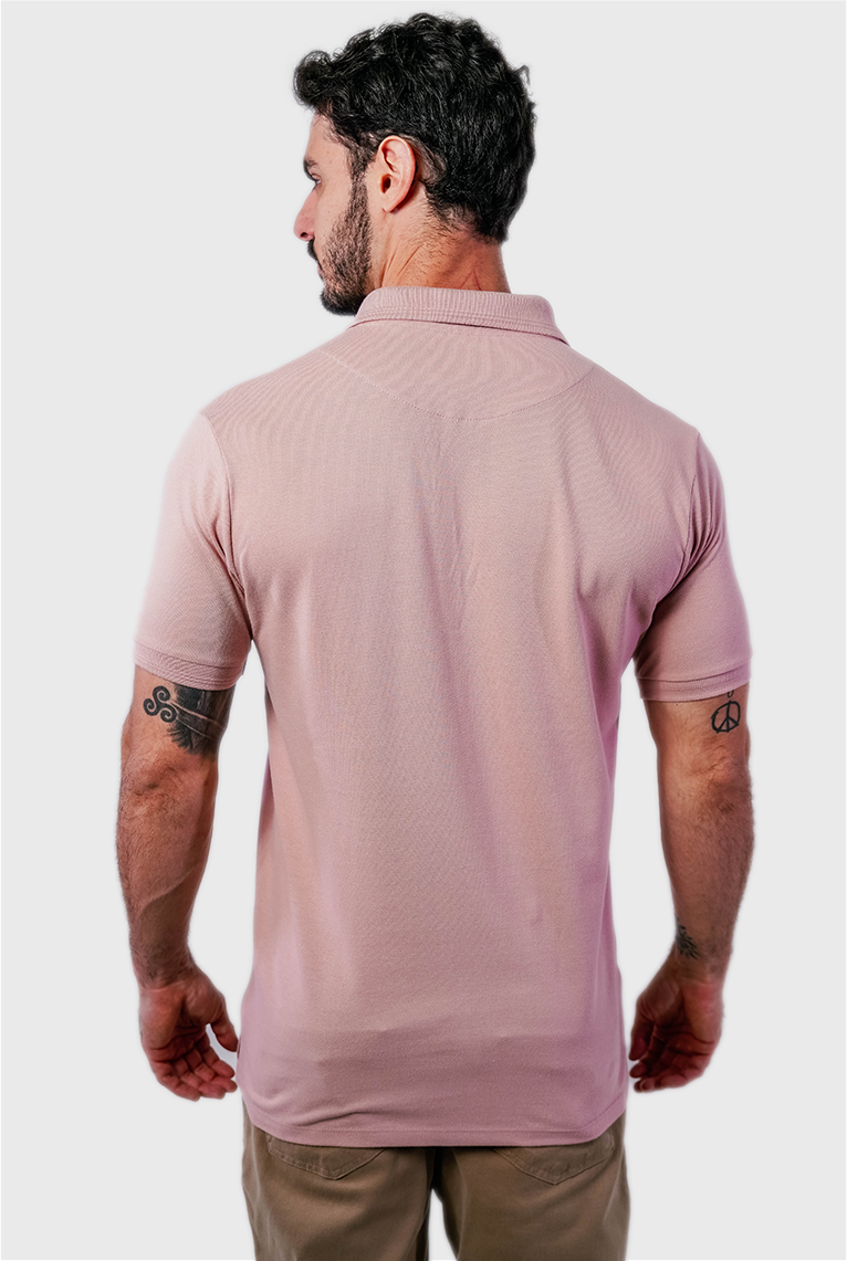 Polo Masculina Piquet Contínua Gola Estruturada Algodão Elastano