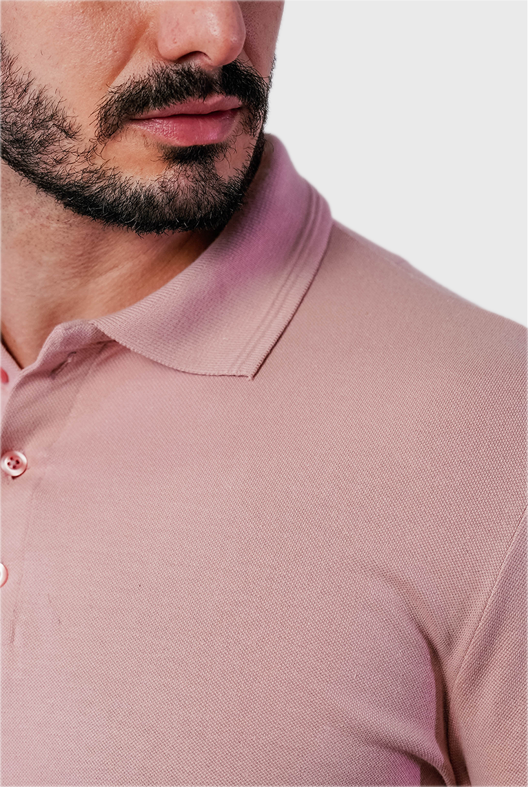 Polo Masculina Piquet Contínua Gola Estruturada Algodão Elastano