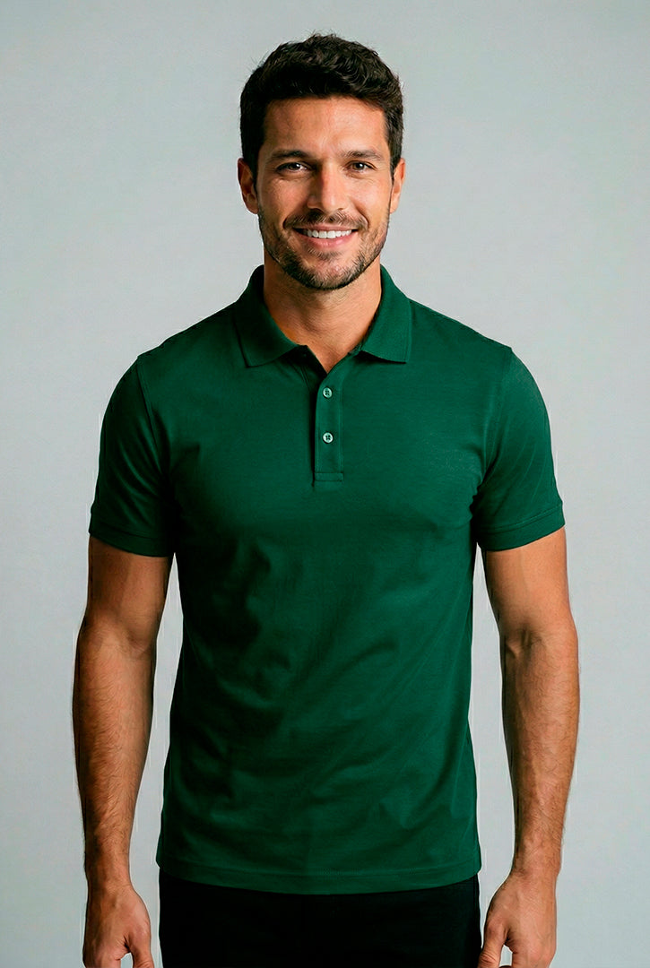 Polo Masculina Algodão Pima Elastano Lisa