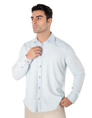 Camisa Masculina Manga Longa Slim Fit Jeans Delavê