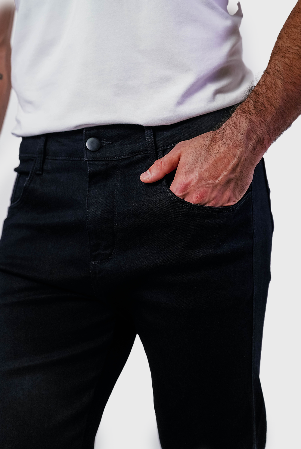 Calça Sarja Masculina Five Pockets Algodão Elastano