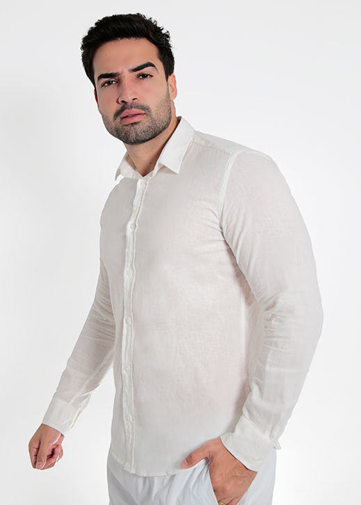 Camisa Masculina Manga Longa Linho Slim Fit