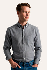 Camisa Masculina Manga Longa Slim Fit Button Down Xadrez