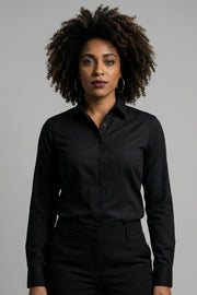 Camisa Feminina Manga Longa Básica Algodão Elastano