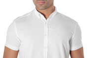 Camisa Masculina Manga Curta Slim Fit Oxford Button Down Algodão