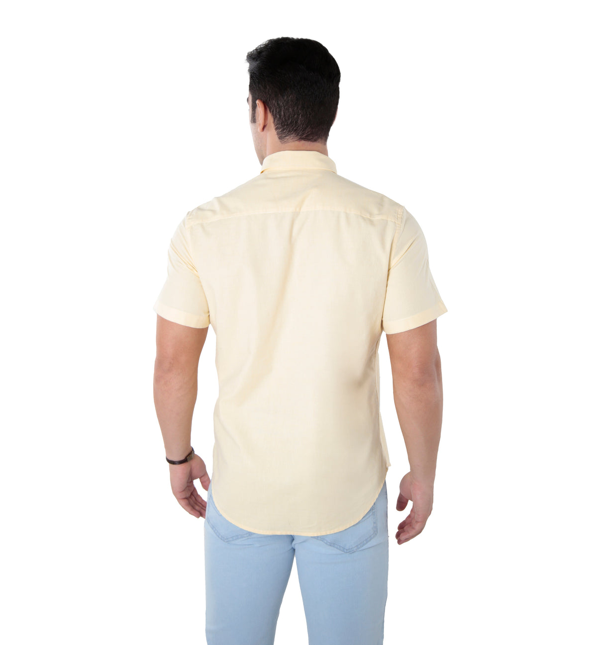 Camisa Masculina Manga Curta Slim Fit Oxford Button Down Algodão
