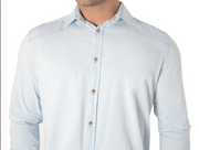 Camisa Masculina Manga Longa Slim Fit Jeans Delavê