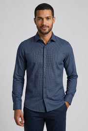 Camisa Masculina Manga Longa Slim Fit Maquinetado Bambu