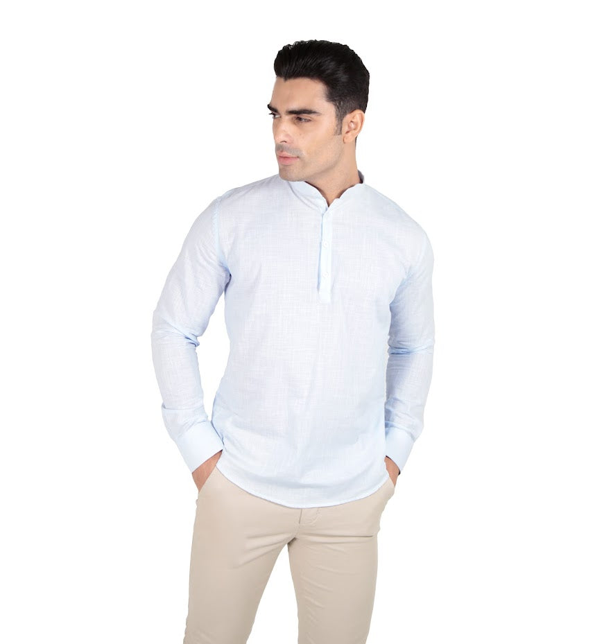 Bata Masculina Manga Longa Gola Padre Flamê Algodão