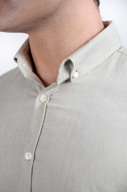 Camisa Masculina Manga Curta Slim Fit Oxford Button Down Algodão