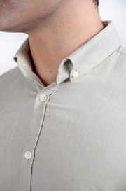 Camisa Masculina Manga Curta Slim Fit Oxford Button Down Algodão