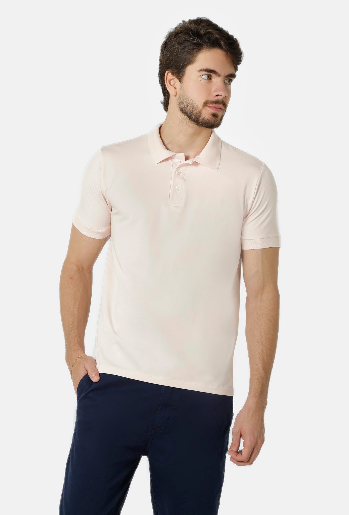 Polo Masculina Algodão Pima Elastano Lisa