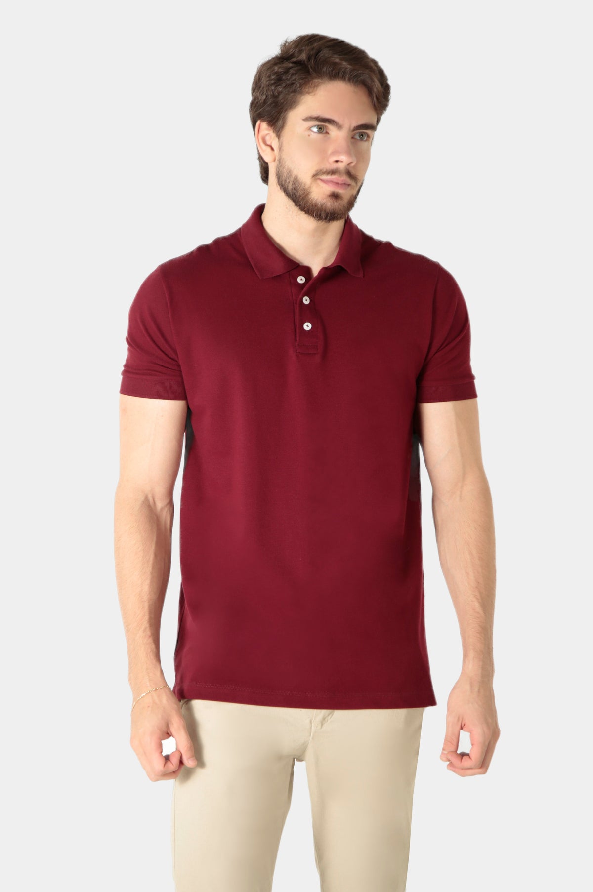 Polo Masculina Algodão Pima Elastano Lisa