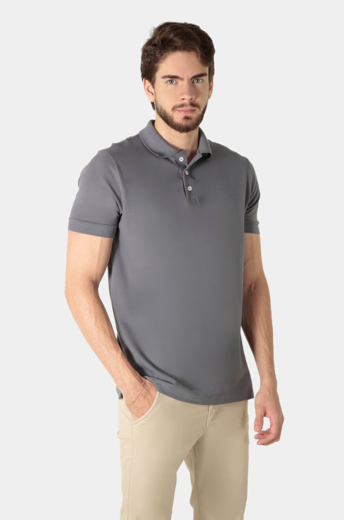 Polo Piquet Pima com Elastano Lisa