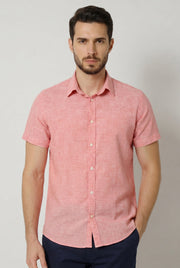 Camisa Manga Curta Slim Fit Linho